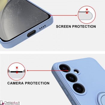 Švelnaus silikono dėklas su žiedu - šviesiai violetinis (Samsung S24)